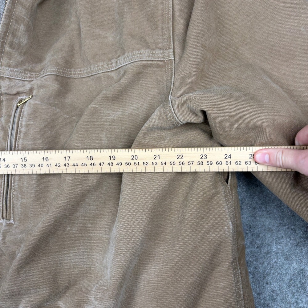 Carhartt Sherpa Lined Duck Jacket Mens Large Tall Brown Canvas Workwear Coat - Picture 9 of 15